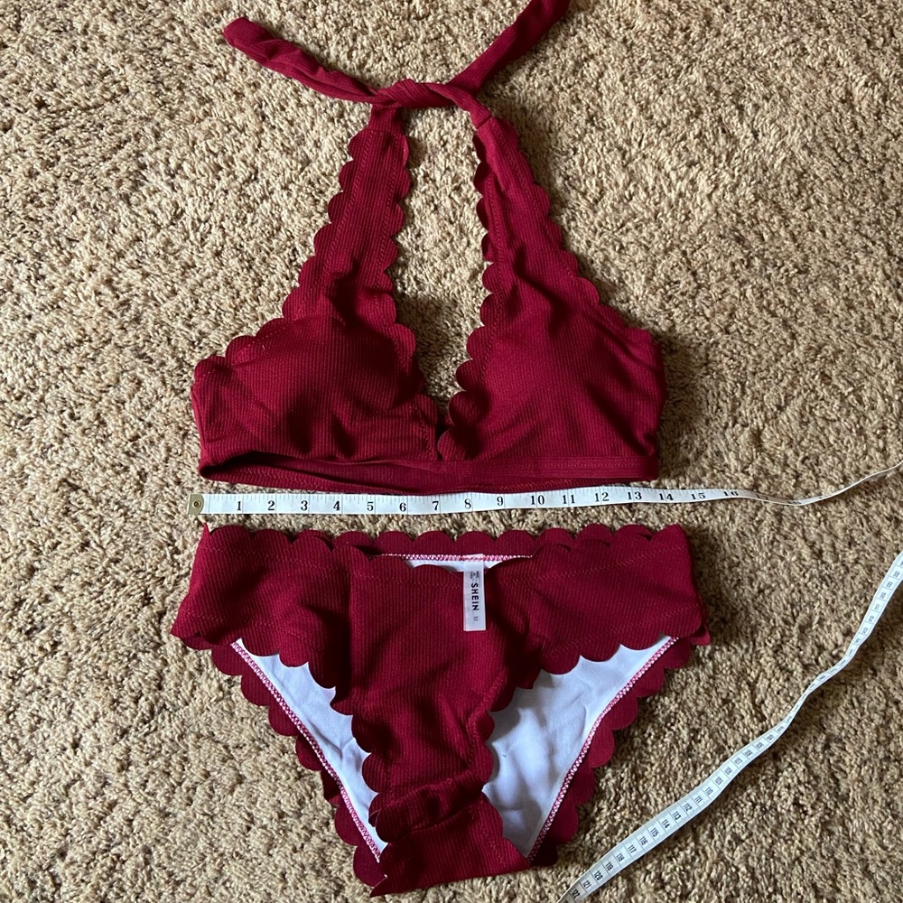 🐾 4/$20 New In Bag Shein Maroon Halter Top Bikini